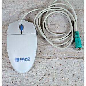Vtg Micro Innovations 2-Button ps/2 Mouse Browser Mouse Model White Blue Works